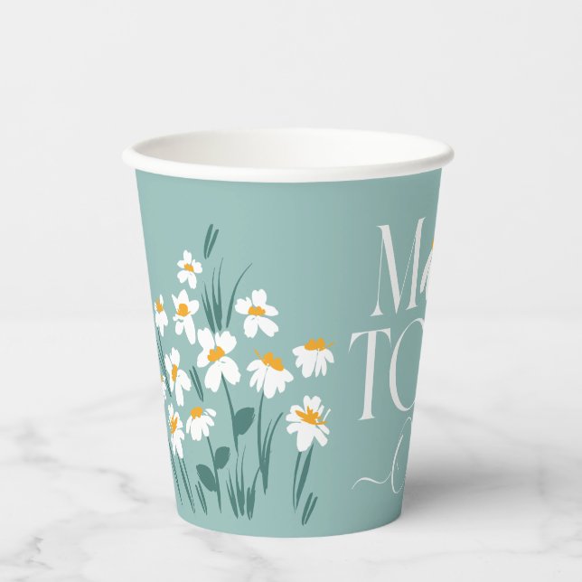 Mom to be daisy floral baby shower new baby paper cups (Front)