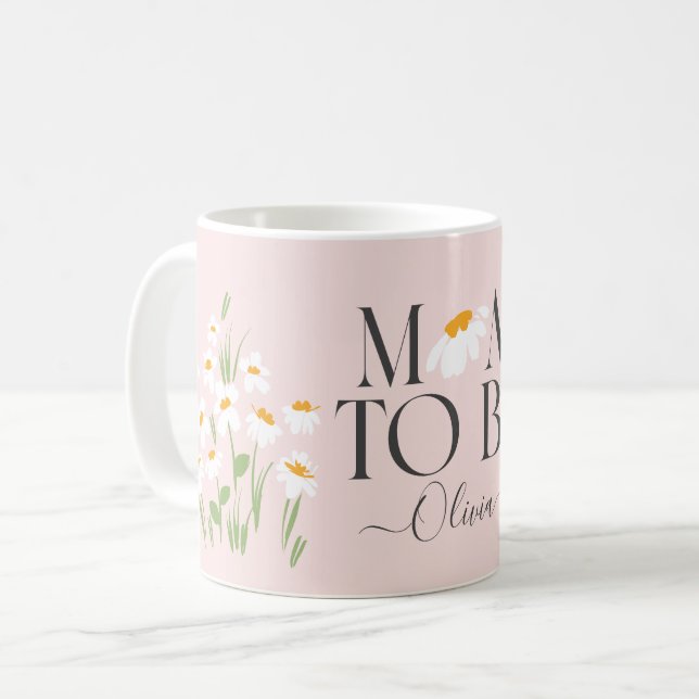 Mom to be daisy floral baby shower new baby pink coffee mug (Front Left)