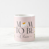 Mom to be daisy floral baby shower new baby pink coffee mug (Center)
