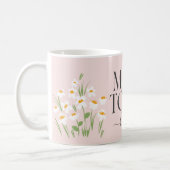 Mom to be daisy floral baby shower new baby pink coffee mug (Left)