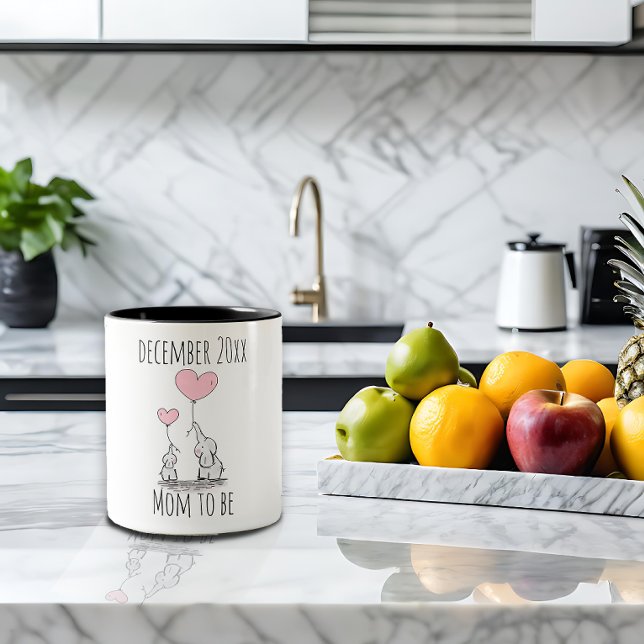 Mom to be elephant heart date Two-Tone coffee mug (Creator Uploaded)