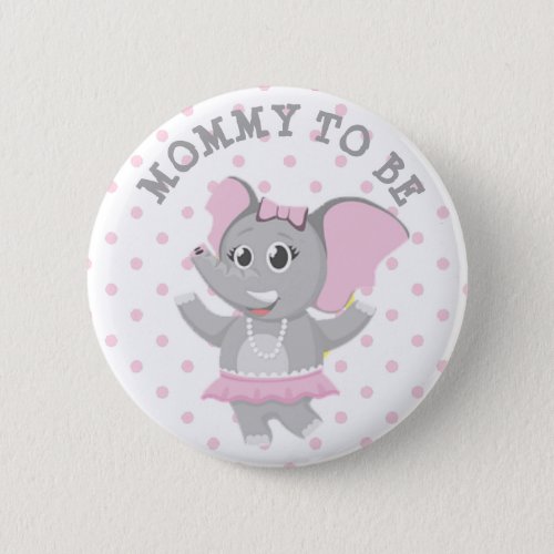 Mom to be Elephant Pink Polka Dot Baby Shower Pin