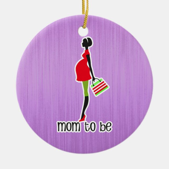 Mom To Be Expectant Mother Personalized Dated Ceramic Ornament (Front)