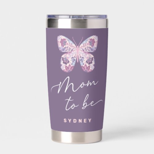 Mom To Be Floral Butterfly Personalized Insulated Tumbler