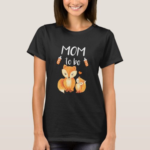 Mom To Be Fox Baby Shower Cute Forest Animal  T_Shirt