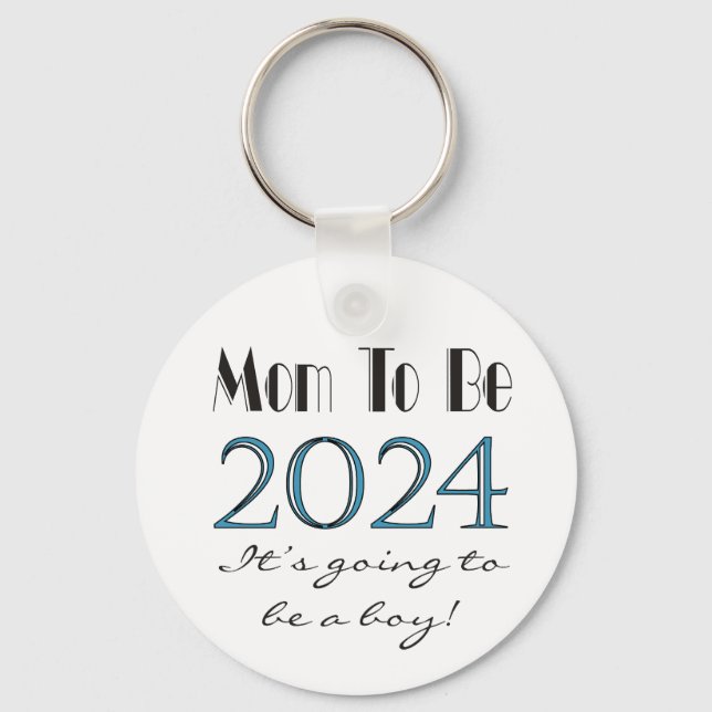 Mom to Be Future Mom of Boy 2024 Keychain (Front)