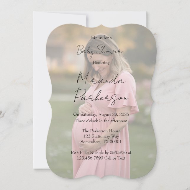 Mom-To-Be Gradient Photo Baby Shower Invitation (Front)