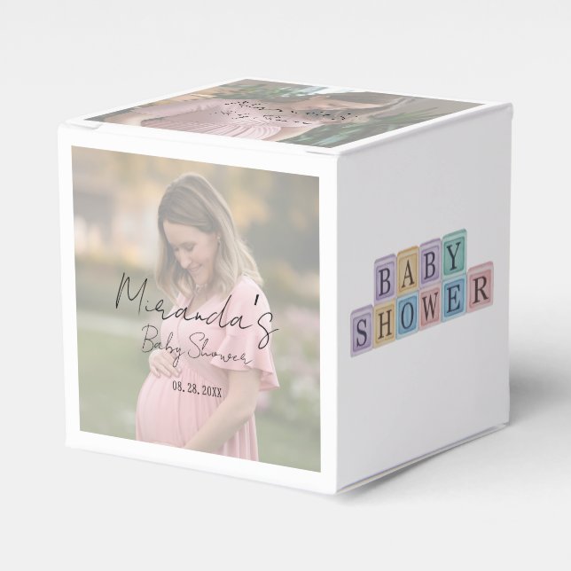 Mom-To-Be Gradient Sheet Photo Baby Shower Favor Boxes (Front Side)