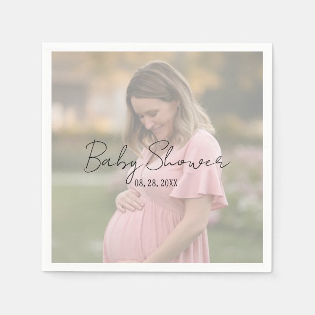 Mom-To-Be Gradient Sheet Photo Baby Shower Napkins (Front)