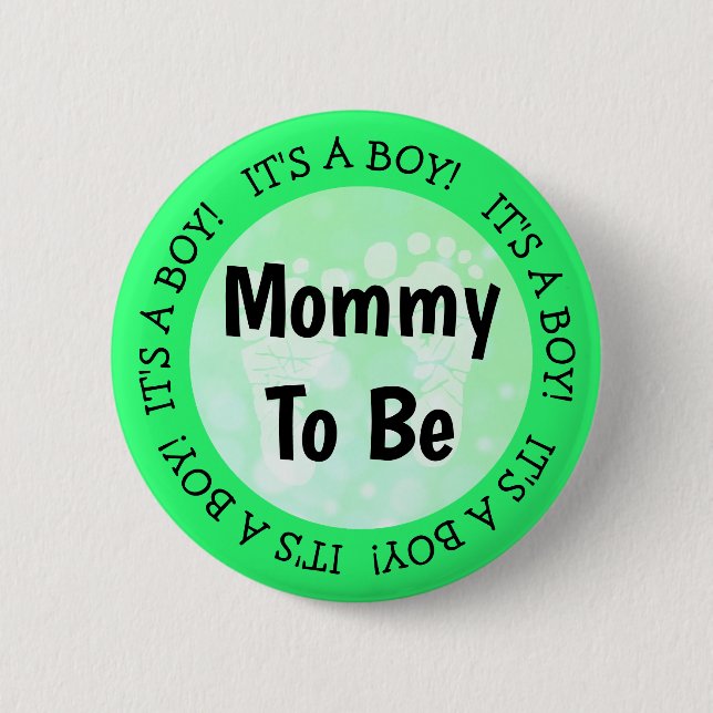 Mom to be Green Baby Shower Button (Front)