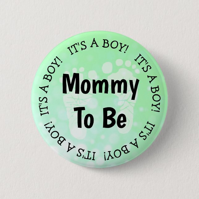 Mom to be Green Baby Shower Button (Front)