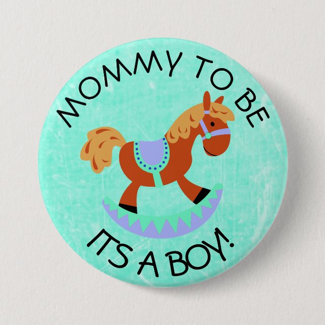 Mom to be Horse Rocker Baby Shower Button (Front)