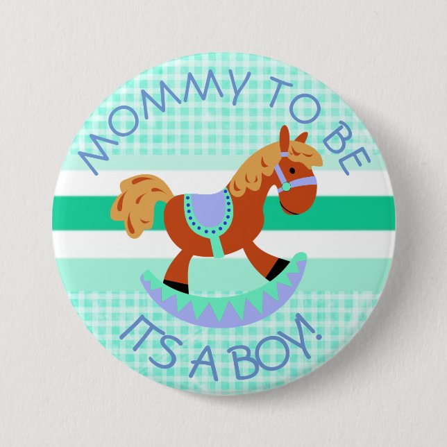 Mom to be Horse Rocker Baby Shower Button (Front)