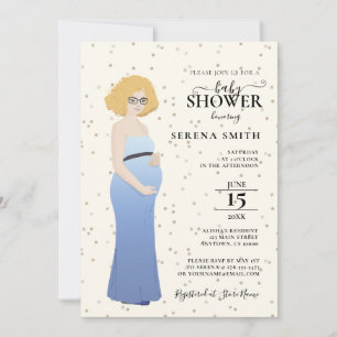 MOM-to-BE IN BLUE DRESS SHOWER Invitation