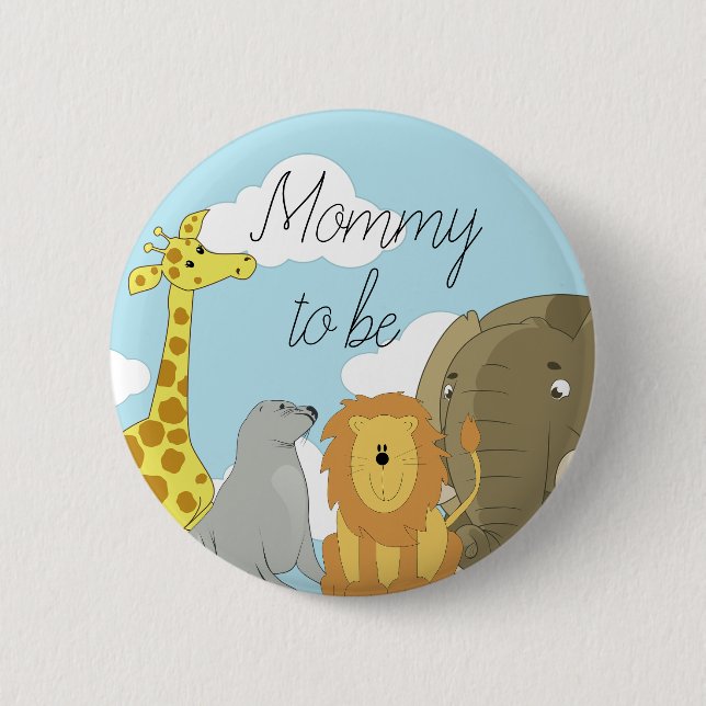 Mom to be Jungle Animals Baby Shower Button (Front)