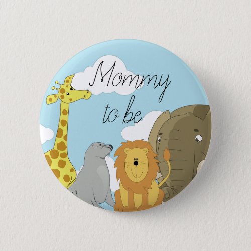 Mom to be Jungle Animals Baby Shower Button