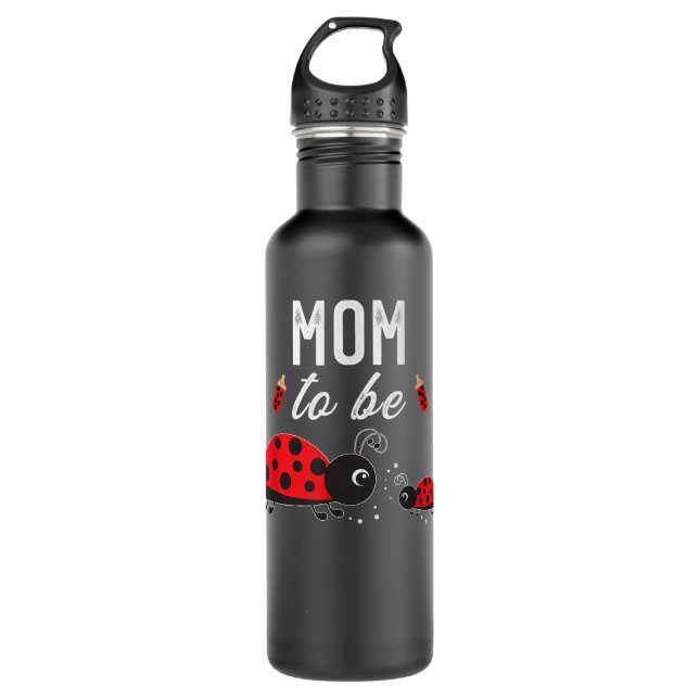 Mom To Be Ladybug Baby Shower Ladybug Mom  Stainless Steel Water Bottle (Front)