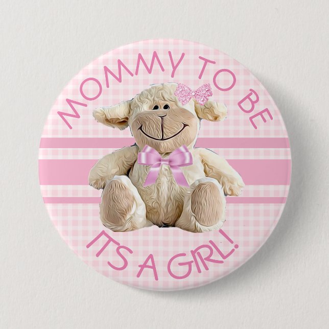 Mom to be Lamb Baby Shower Button (Front)