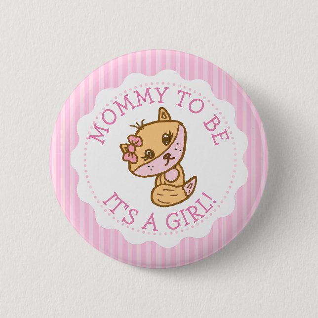 Mom to be Little Fox Baby Shower Button (Front)