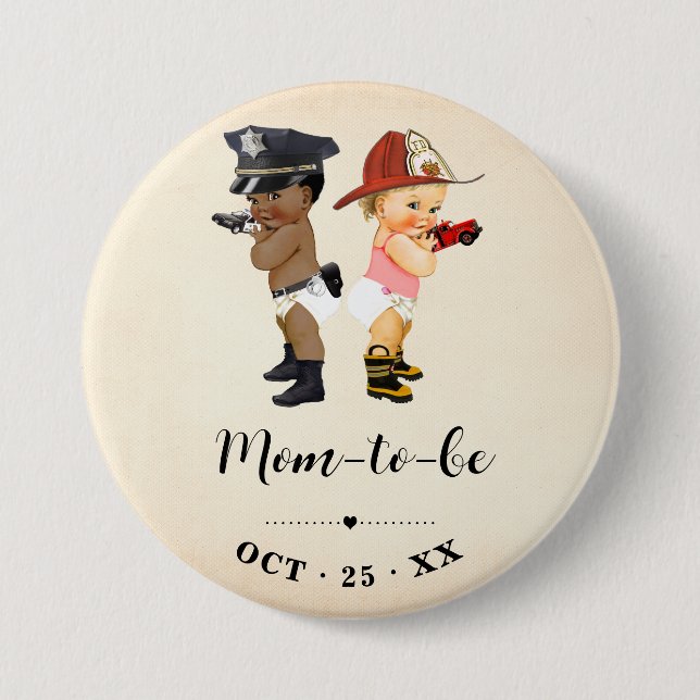 Mom to Be Little Recruit Baby Shower Button (Front)
