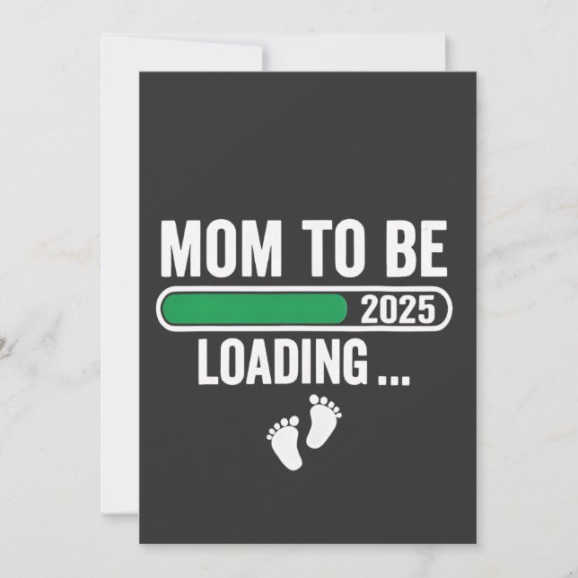 Mom to Be Loading 2025 Pregnancy Mom New Year Thank You Card (Front)