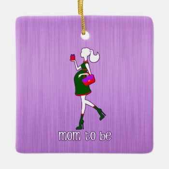 Mom To Be Maternity Custom Personalized Name Date Ceramic Ornament by ornamentcentral at Zazzle
