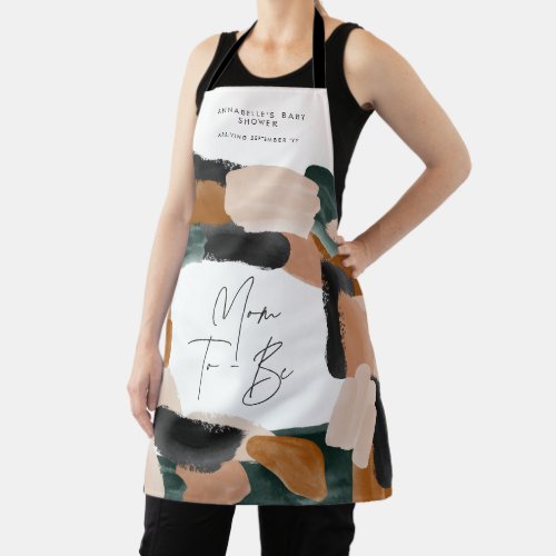 Mom to be modern terracotta green black painted apron