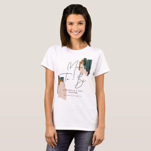 Mom to be modern terracotta green black painted T_Shirt