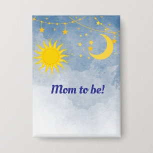 Mom to be moon and sun twins theme button