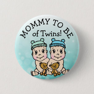 Mom to be of Twins, Baby Shower Button