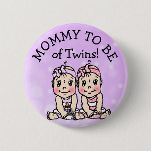 Mom to be of Twins, Baby Shower Button