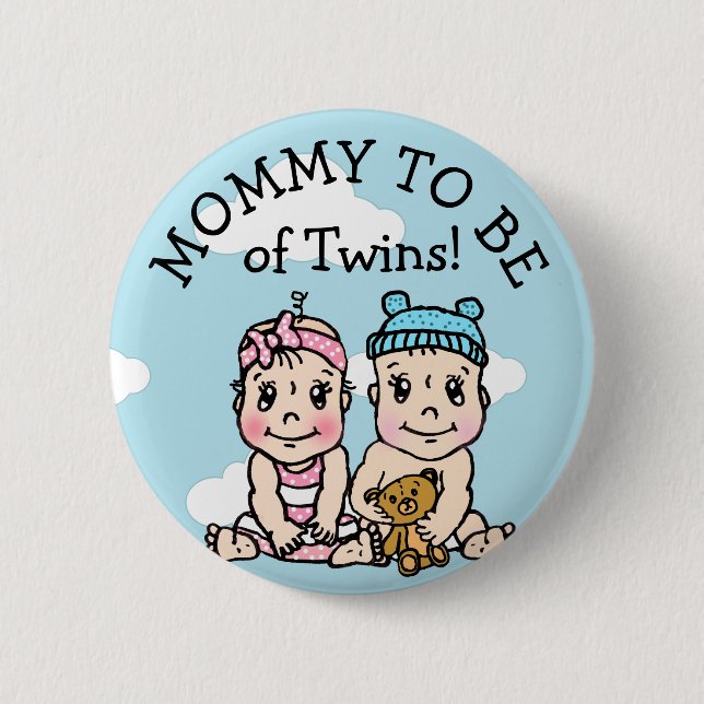 Mom to be of Twins, Baby Shower Button (Front)