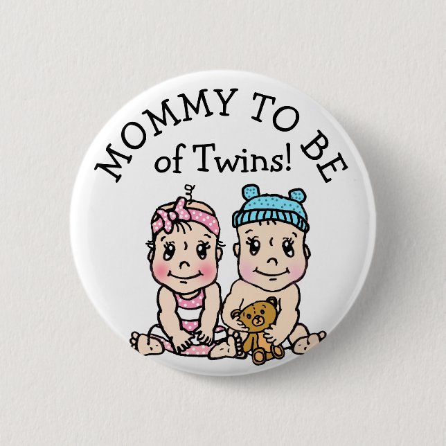Mom to be of Twins, Baby Shower Button (Front)