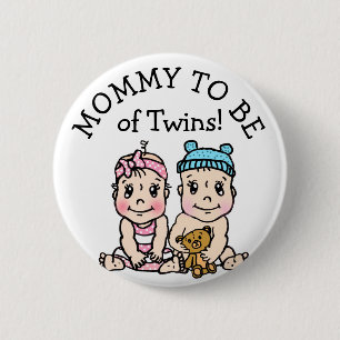 Mom to be of Twins, Baby Shower Button