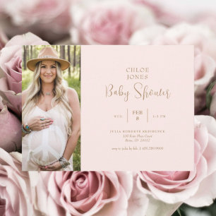 Mom-to-be Photo Pink Simple Baby Shower Invitation