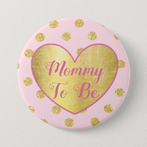Mom to be Pink and Gold Baby Shower Button