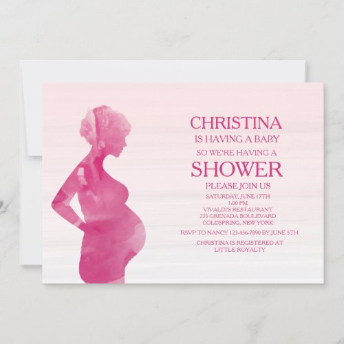 Mom To Be Pink Baby Shower Invitation