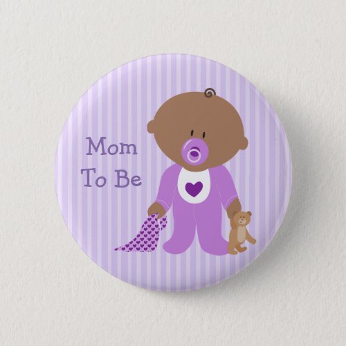 Mom to Be Purple Baby Shower Button