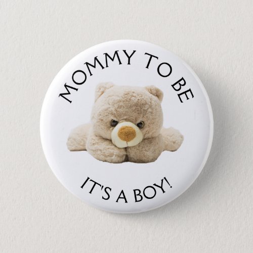 Mom to be Teddy Bear Baby Shower Button