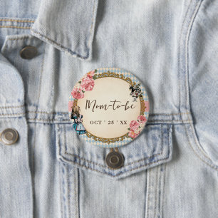 Mom to Be Vintage Alice Baby Shower Button