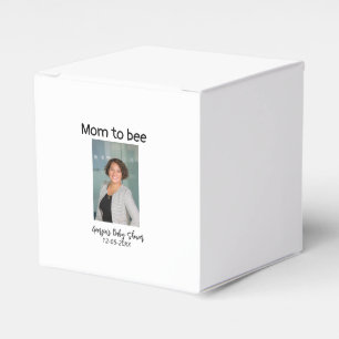 Mom to bee add photo name baby shower date favor boxes