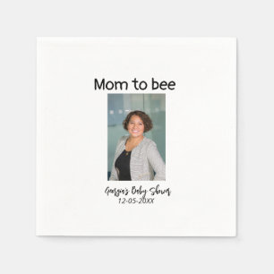 Mom to bee add photo name baby shower date napkins