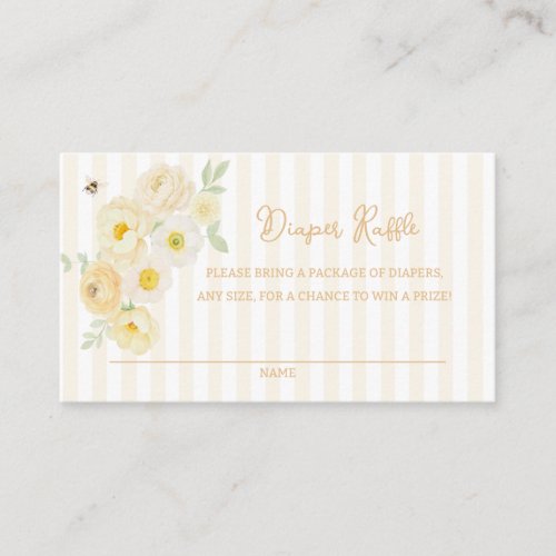 Mom to Bee Baby Shower Diaper Raffle Enclosure Card