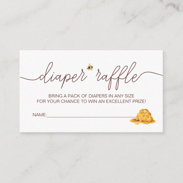 Mom to Bee baby shower diaper raffle Enclosure Card (Front)