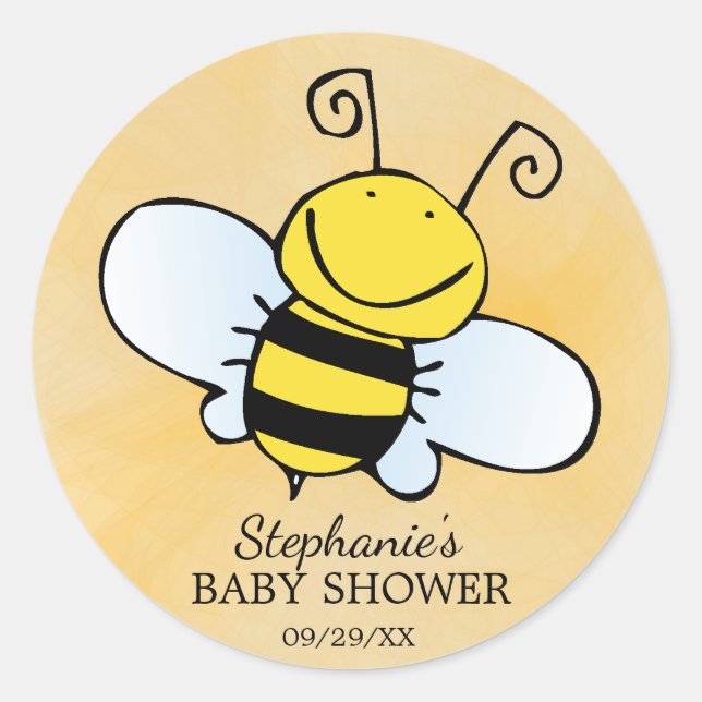 Mom to Bee Baby Shower Favor Sticker (Front)