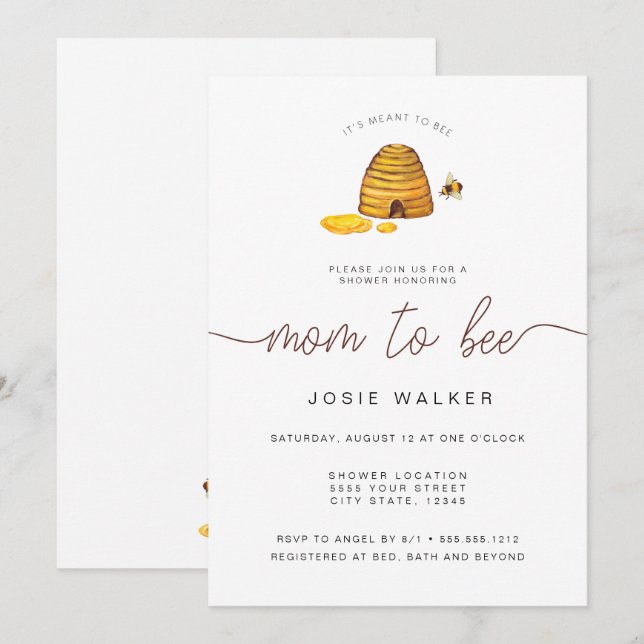 Mom To Bee, Baby Shower Invitation (Front/Back)