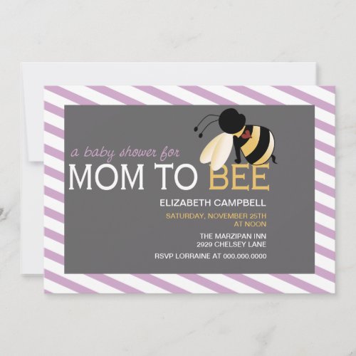 Mom-to-BEE Baby Shower Invitation - shabby orchid