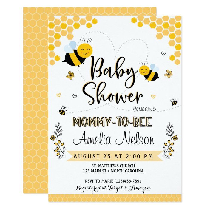 Mom To Bee Baby Shower Invitation Yellow Neutral Zazzle Mom To Bee Baby Shower Invitation