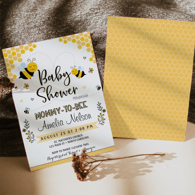 Mom To Bee Baby Shower Invitation Yellow Neutral (Creator Uploaded)