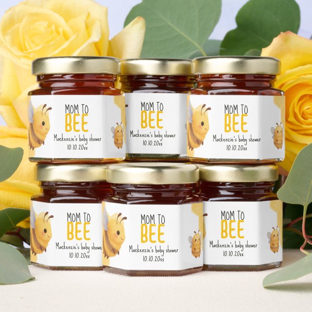 Mom to Bee Baby Shower Personalized Honey Jar Favors (Insitu)